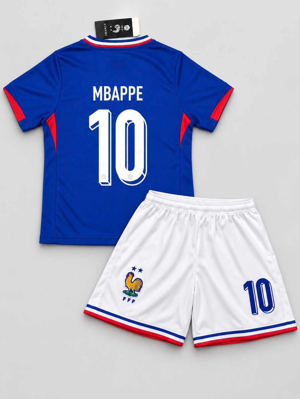 Kids Kylian Mbappe 10 France Blue Soccer Jersey Shorts Set Youth Boys Girls